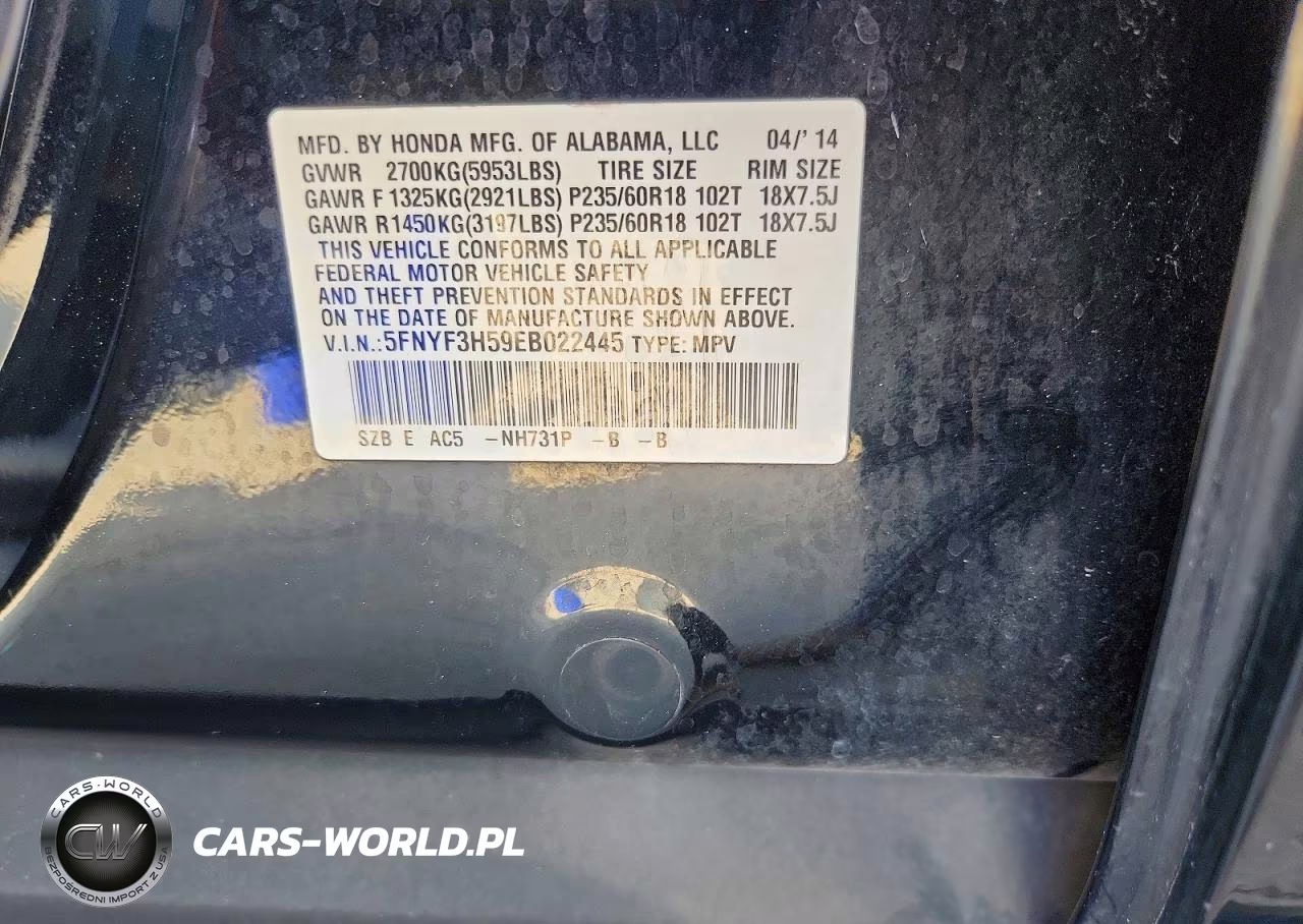 2014 Honda Pilot Exl VIN:5FNYF3H59EB022445 - 12