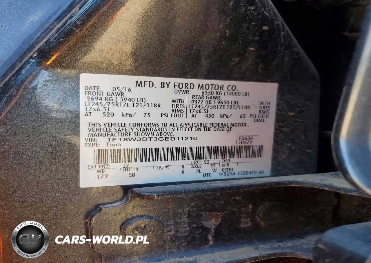 2016 Ford F350 Super Duty VIN:1FT8W3DT3GED11216 - 13