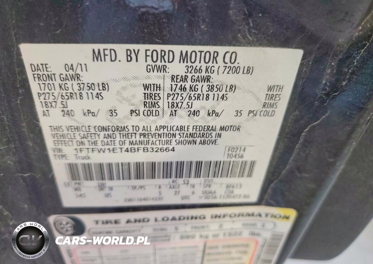 2011 Ford F150 Supercrew VIN:1FTFW1ET4BFB32664 - 12