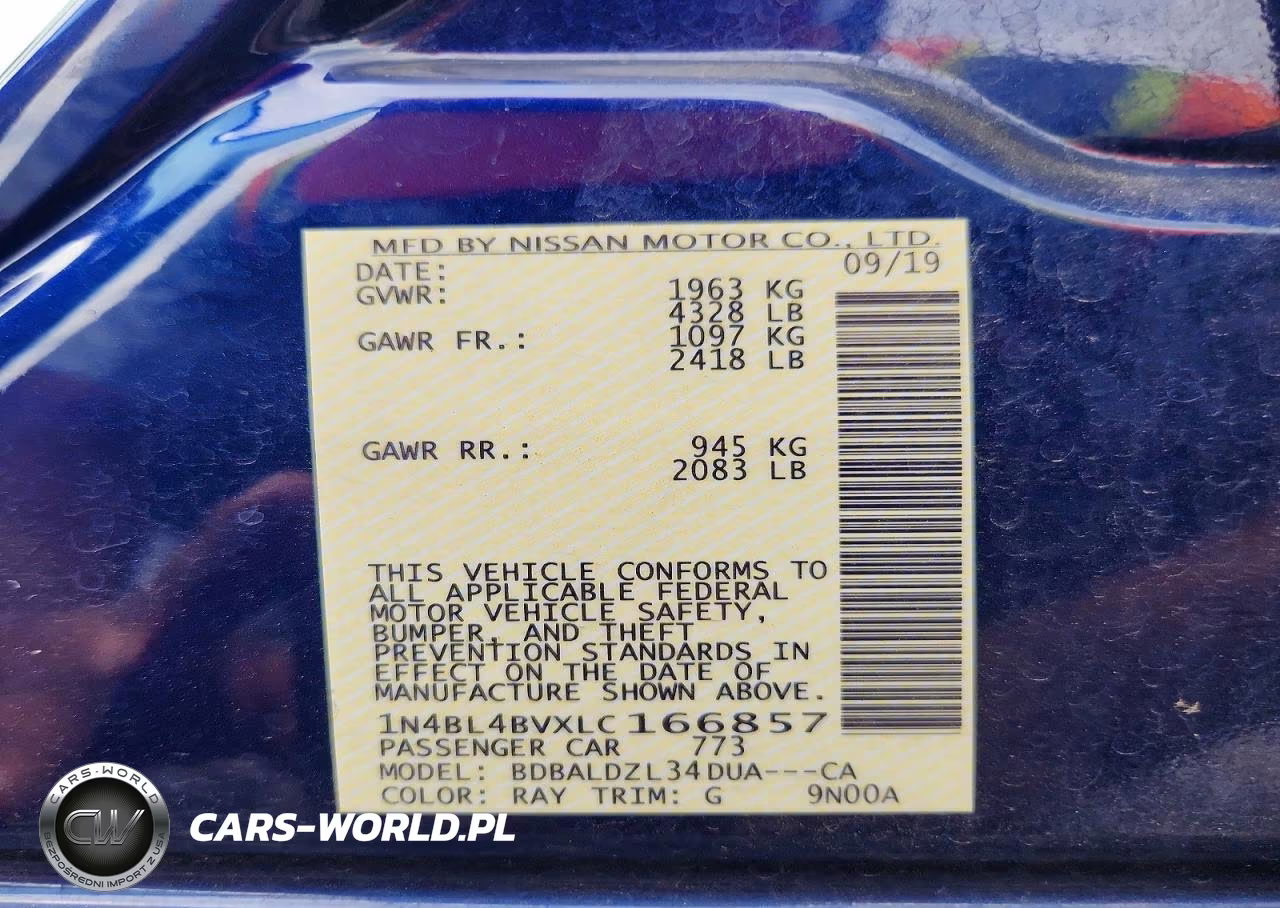 2020 Nissan Altima S VIN:1N4BL4BVXLC166857 - 12