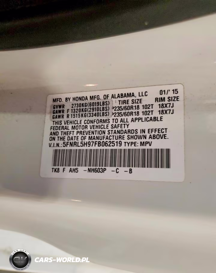 2015 Honda Odyssey Touring VIN:5FNRL5H97FB062519 - 13