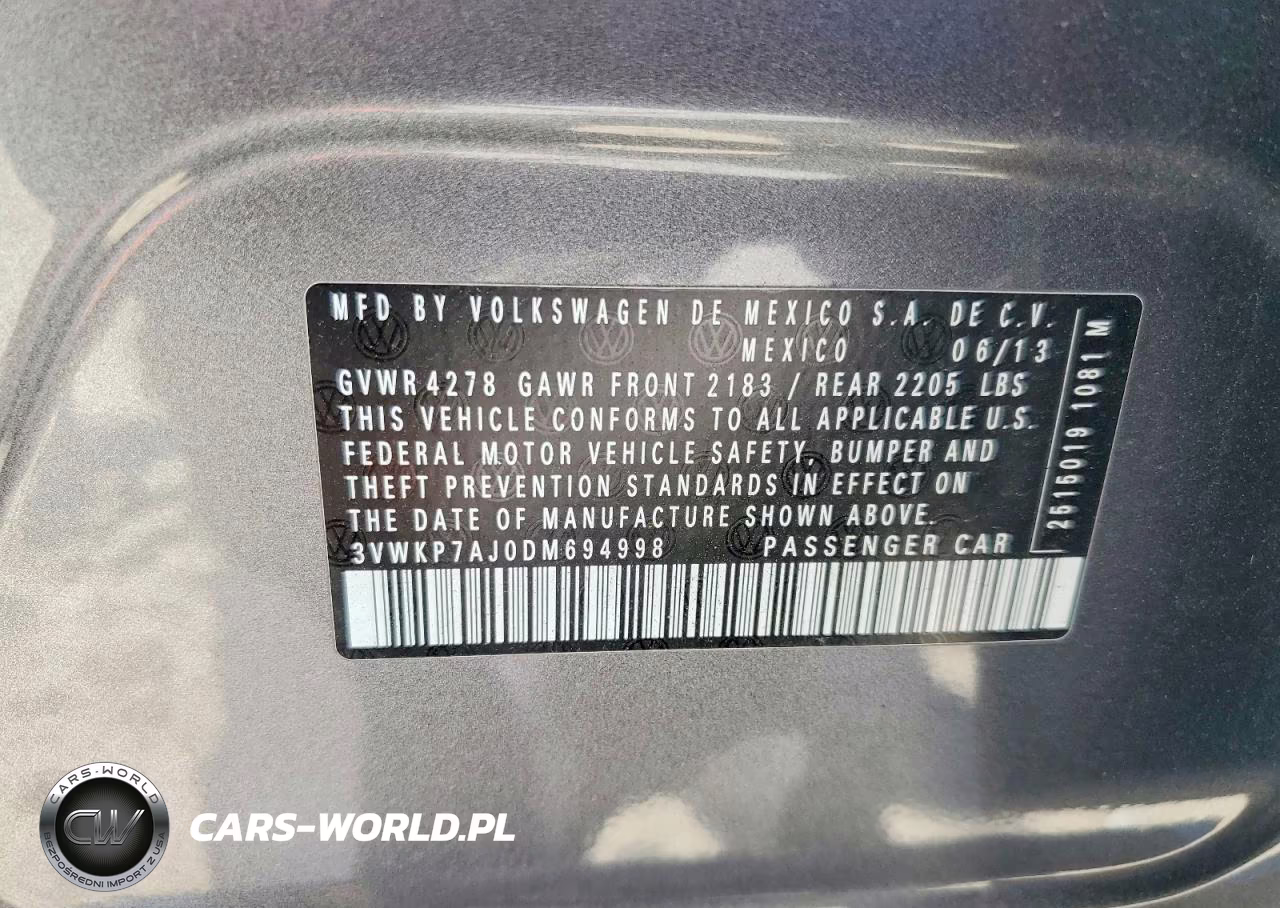 2013 Volkswagen Jetta S VIN:3VWKP7AJ0DM694998 - 12