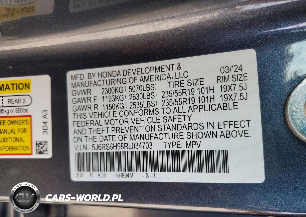 2024 Honda Crv Awd VIN:5J6RS6H98RL034703 - 13
