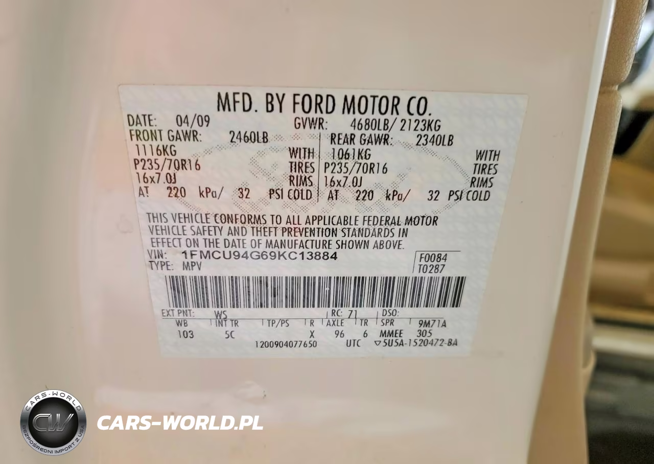 2009 Ford Escape Limited VIN:1FMCU94G69KC13884 - 13