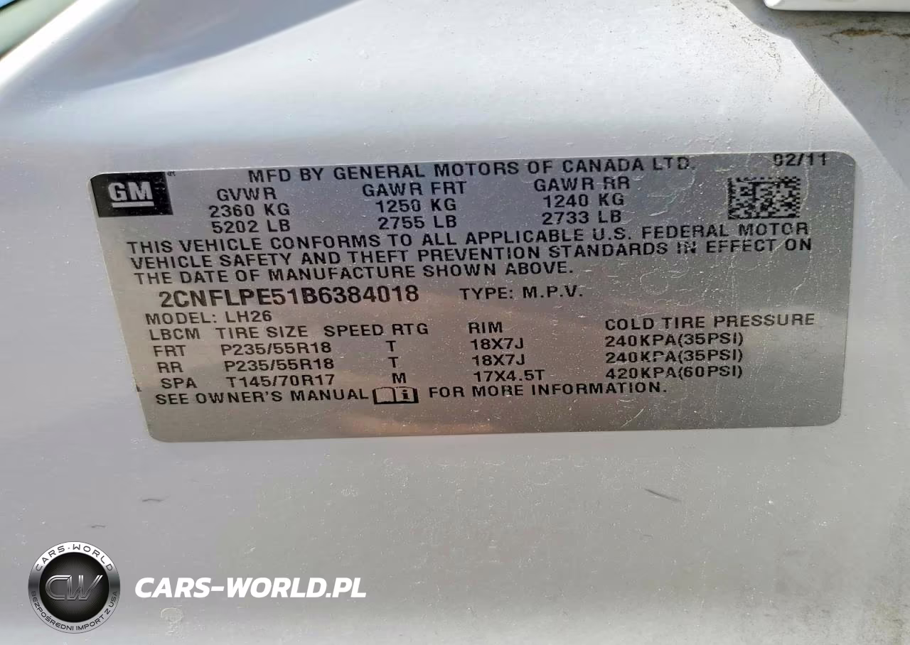 2011 Chevrolet Equinox Lt VIN:2CNFLPE51B6384018 - 12