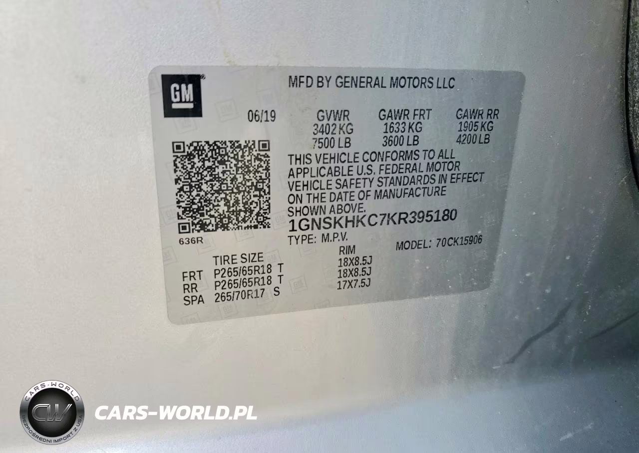2019 Chevrolet Suburban K1500 Lt VIN:1GNSKHKC7KR395180 - 13