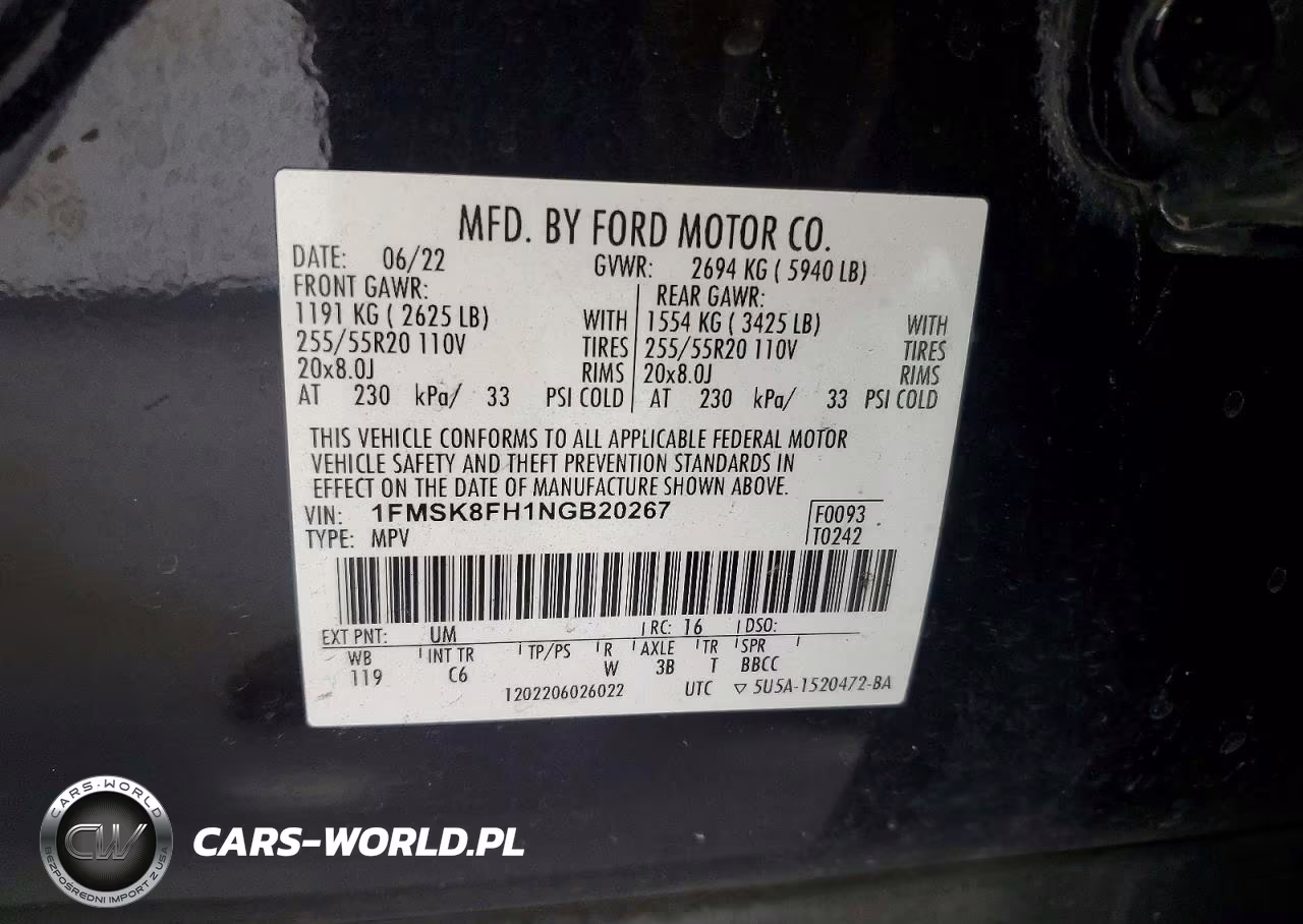 2022 Ford Explorer Limited VIN:1FMSK8FH1NGB20267 - 12