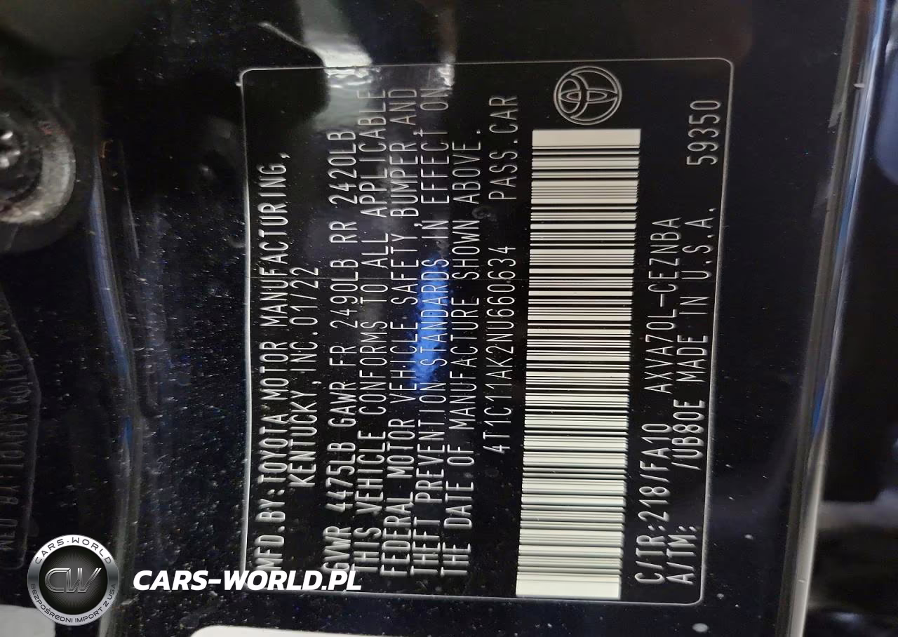 2022 Toyota Camry Le VIN:4T1C11AK2NU660634 - 12