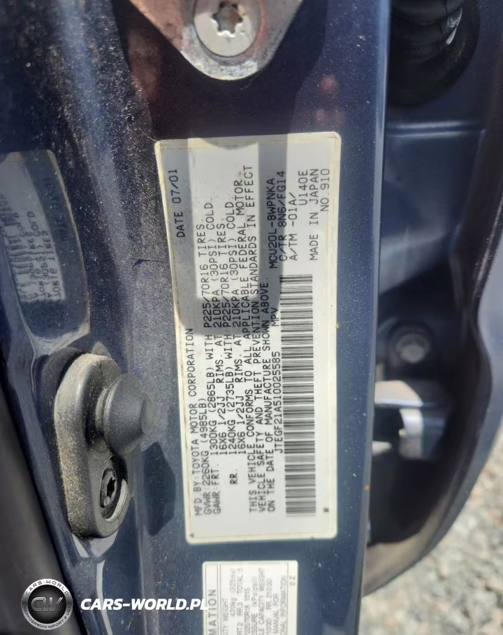2001 Toyota Highlander Base VIN:JTEGF21A510025585 - 13