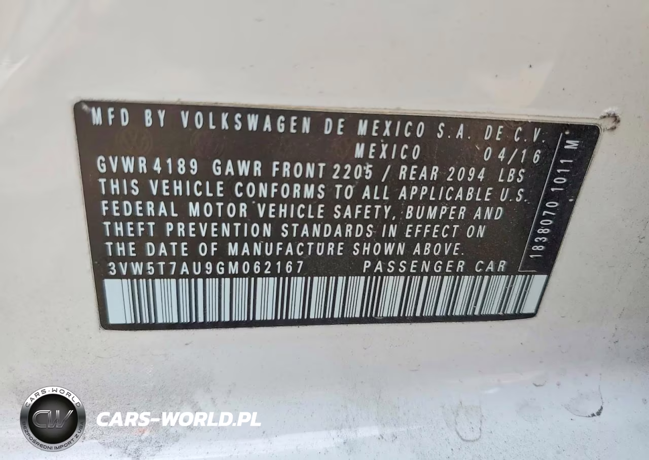 2016 Volkswagen Gti S-Se VIN:3VW5T7AU9GM062167 - 12