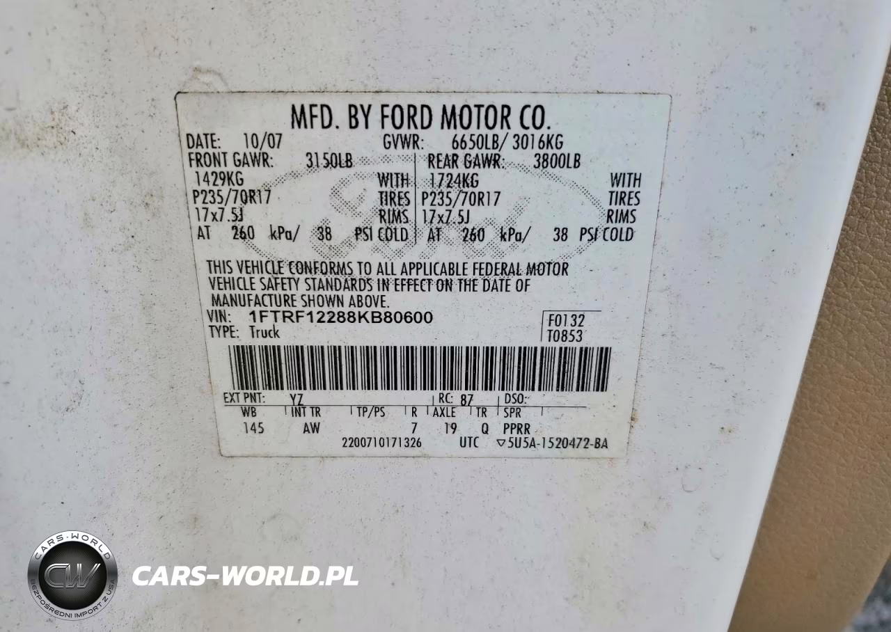 2008 Ford F150 Xl VIN:1FTRF12288KB80600 - 12