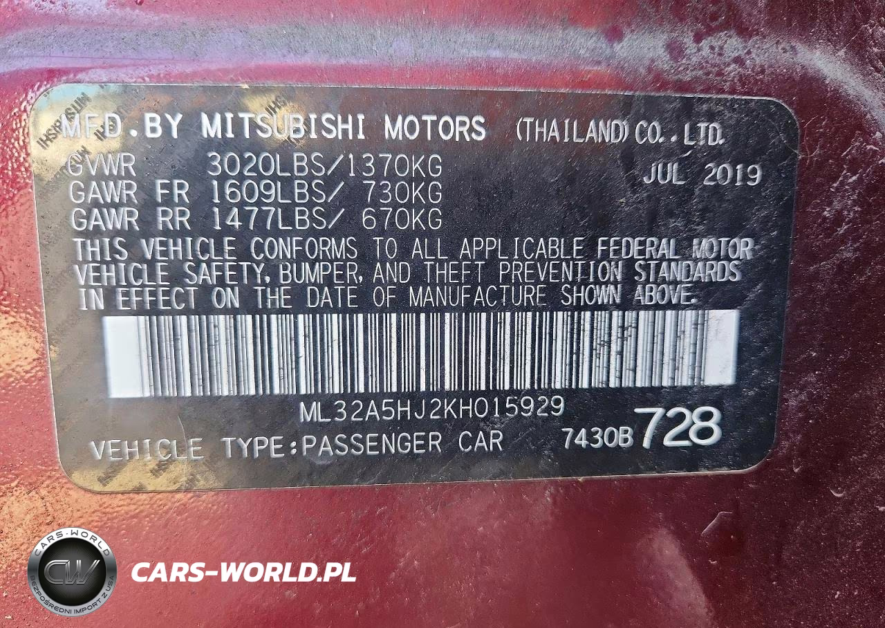 2019 Mitsubishi Mirage Le VIN:ML32A5HJ2KH015929 - 13