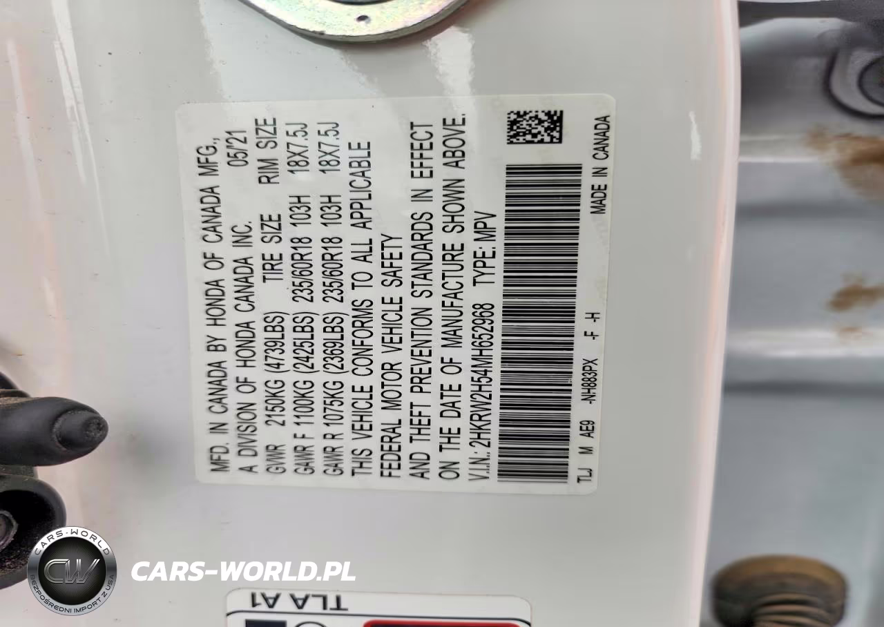 2021 Honda Cr-V Ex VIN:2HKRW2H54MH652968 - 13
