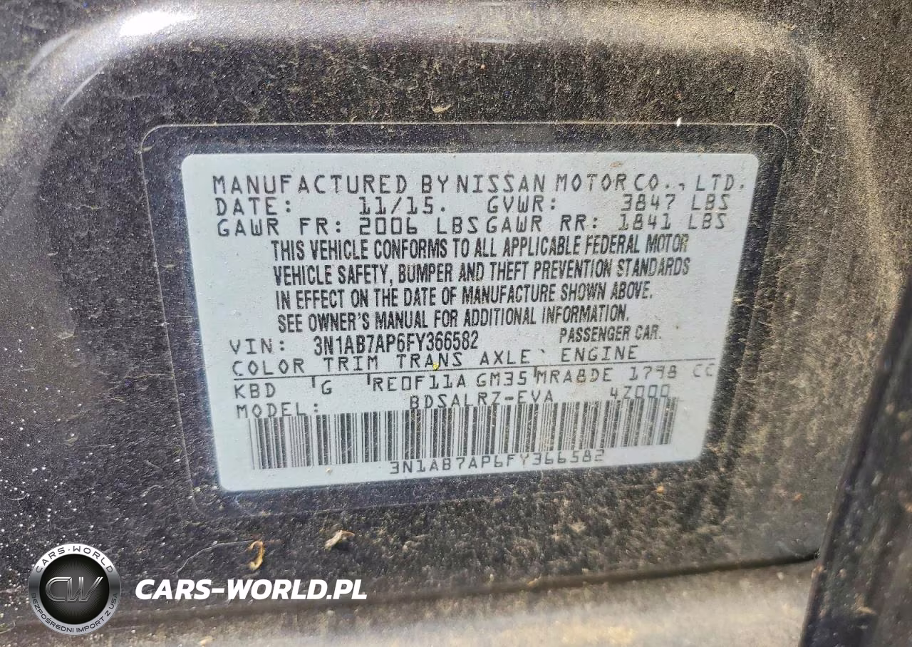 2015 Nissan Sentra S VIN:3N1AB7AP6FY366582 - 13