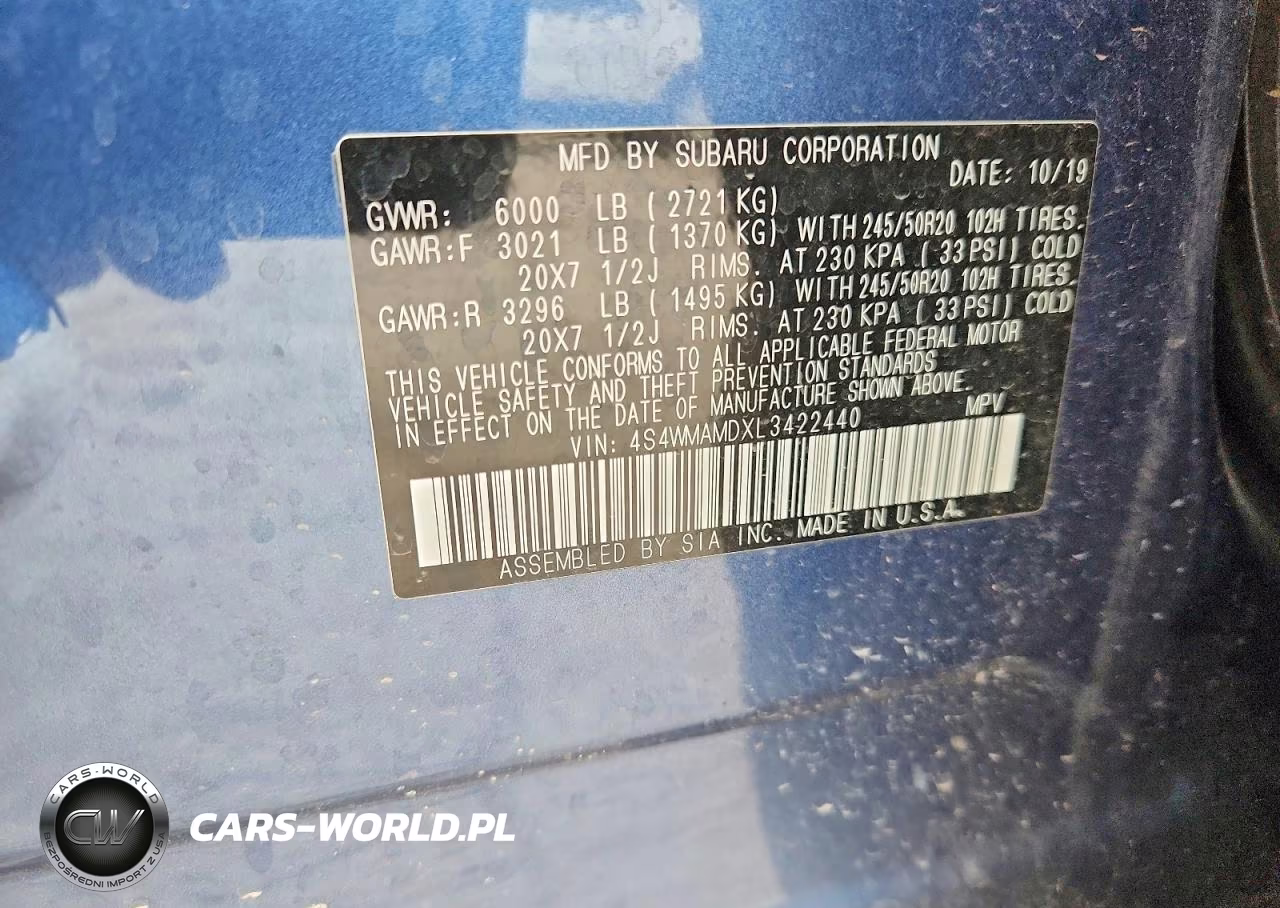 2020 Subaru Ascent Limited VIN:4S4WMAMDXL3422440 - 13