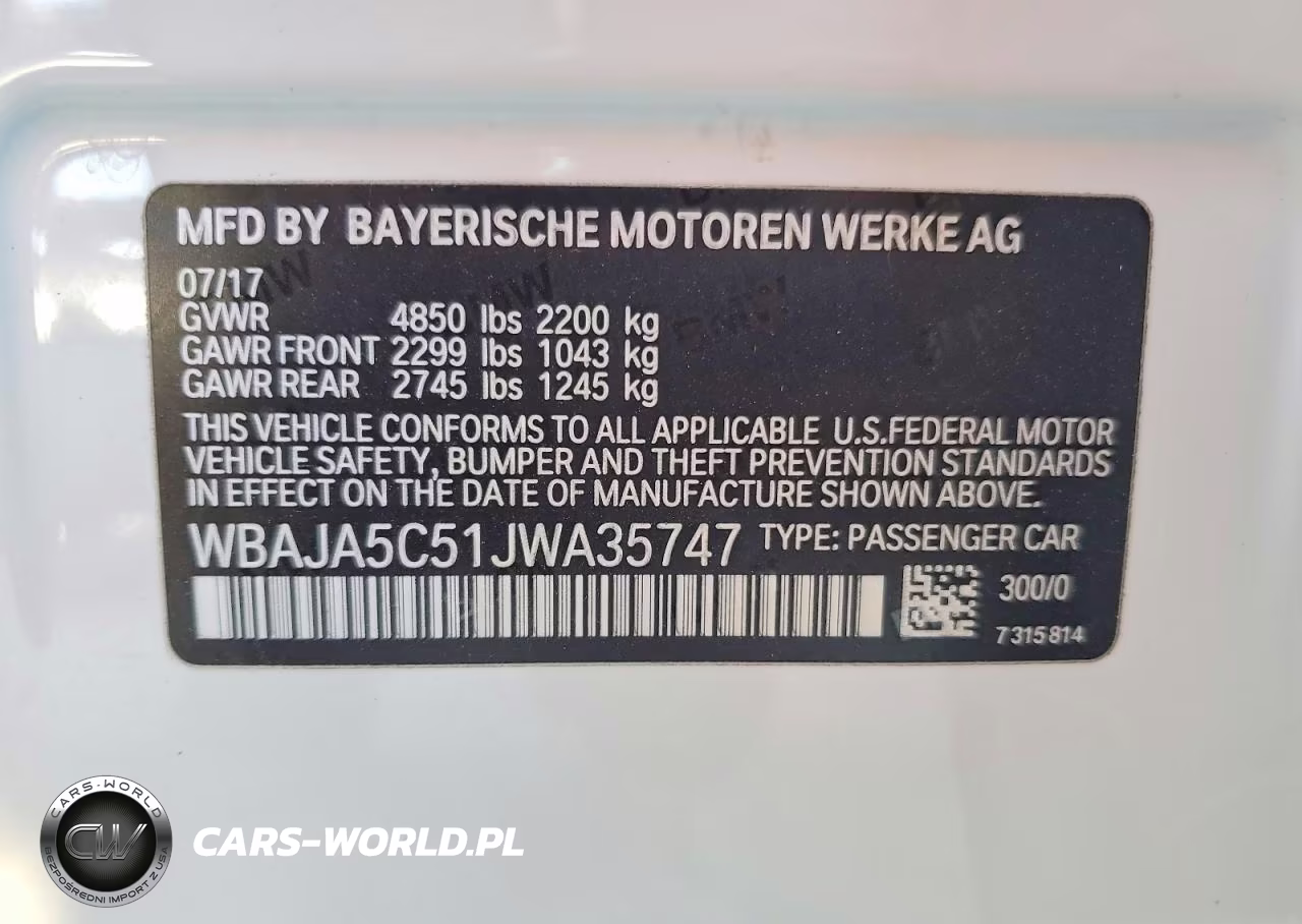 2018 BMW 530 I VIN:WBAJA5C51JWA35747 - 13