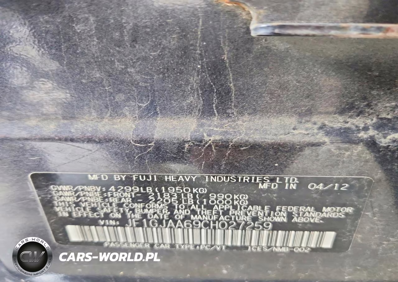 2012 Subaru Impreza 2.0I VIN:JF1GJAA69CH027259 - 12
