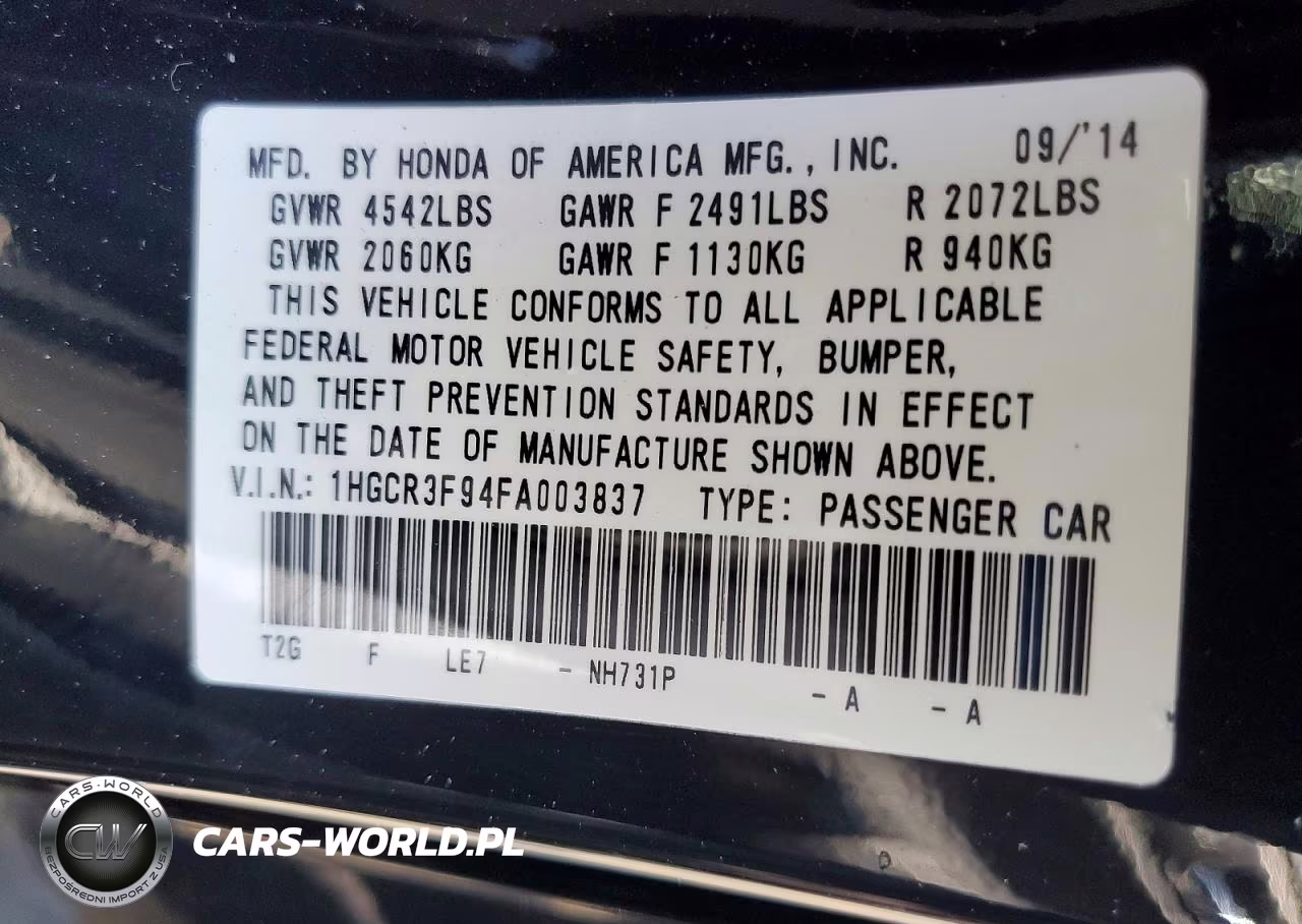2015 Honda Accord Touring VIN:1HGCR3F94FA003837 - 13