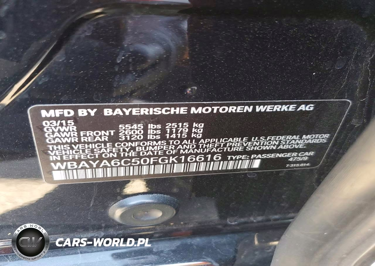 2015 BMW 740 I VIN:WBAYA6C50FGK16616 - 12