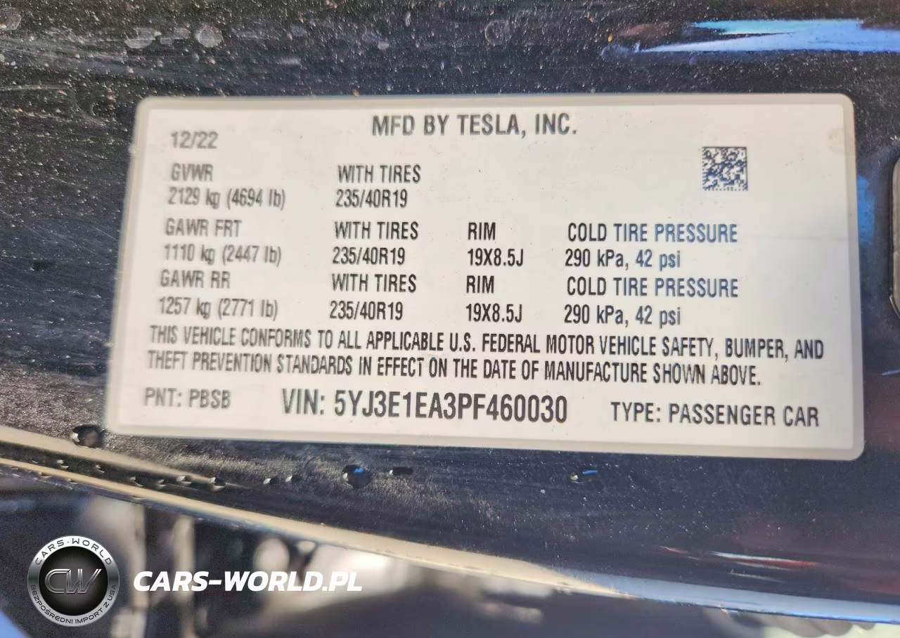 2023 Tesla Model 3 VIN:5YJ3E1EA3PF460030 - 12