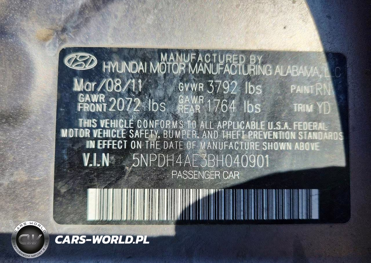 2011 Hyundai Elantra Gls VIN:5NPDH4AE3BH040901 - 13
