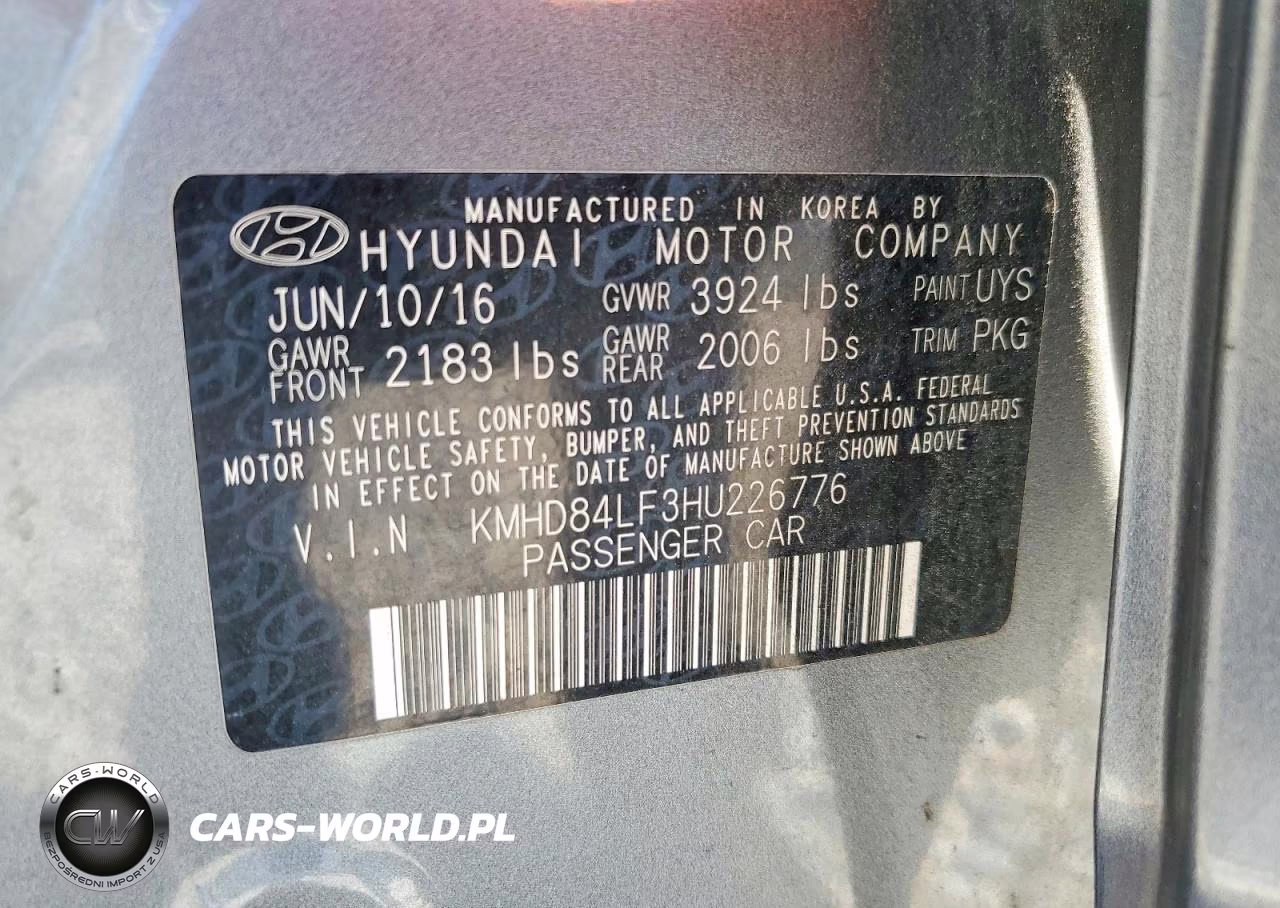 2017 Hyundai Elantra Se VIN:KMHD84LF3HU226776 - 12
