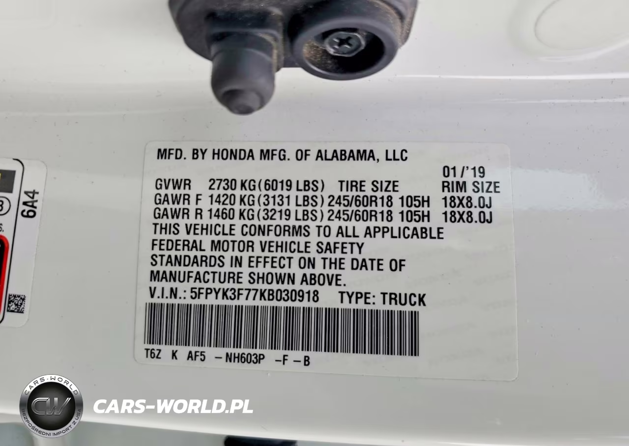 2019 Honda Ridgeline Rtl VIN:5FPYK3F77KB030918 - 12