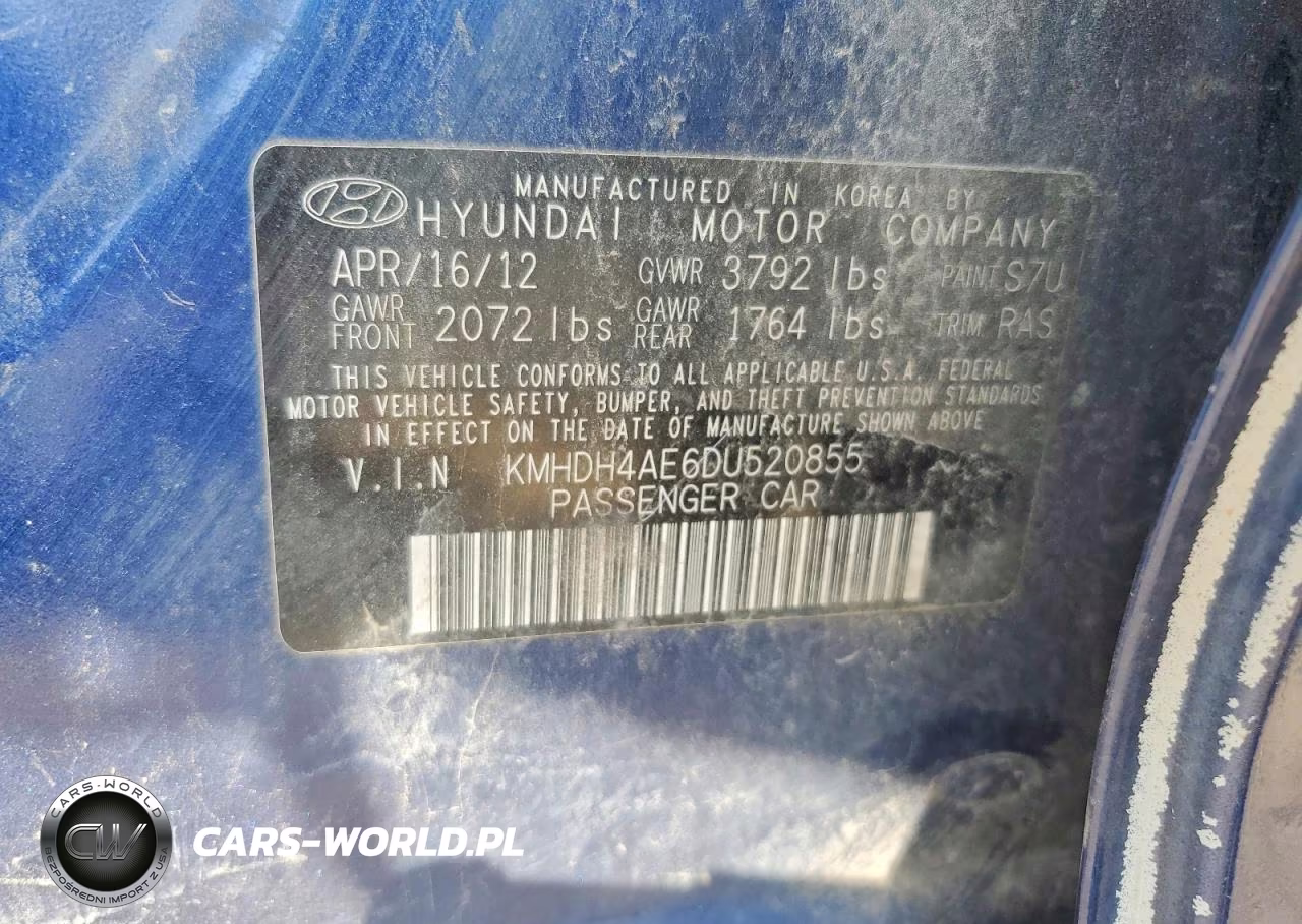 2013 Hyundai Elantra Gls VIN:KMHDH4AE6DU520855 - 12
