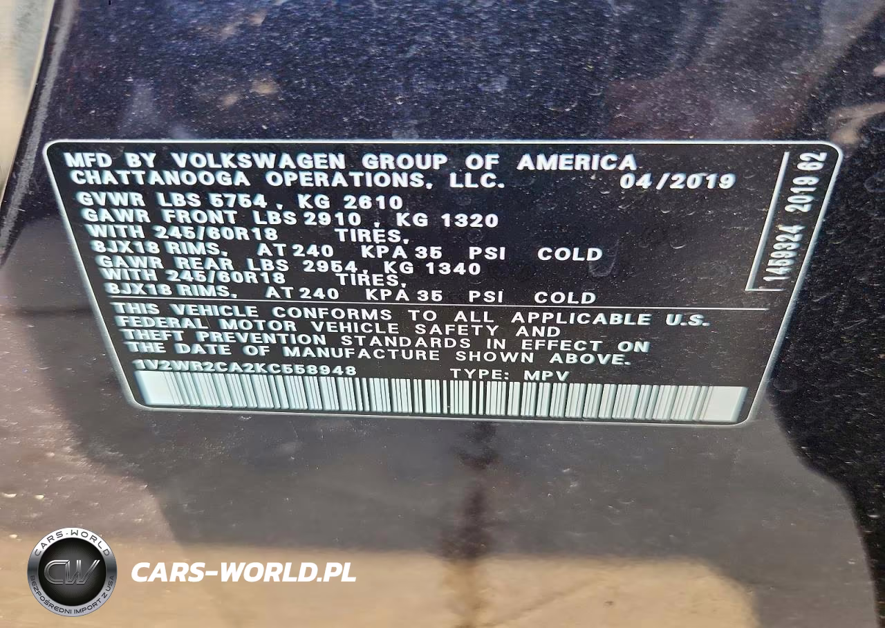 2019 Volkswagen Atlas Se VIN:1V2WR2CA2KC558948 - 14