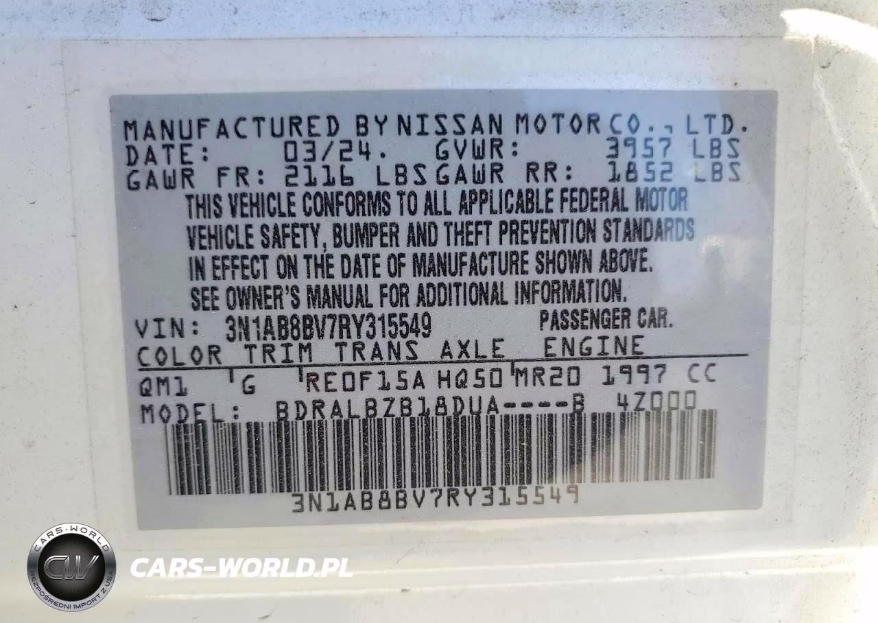 2024 Nissan Sentra S VIN:3N1AB8BV7RY315549 - 12