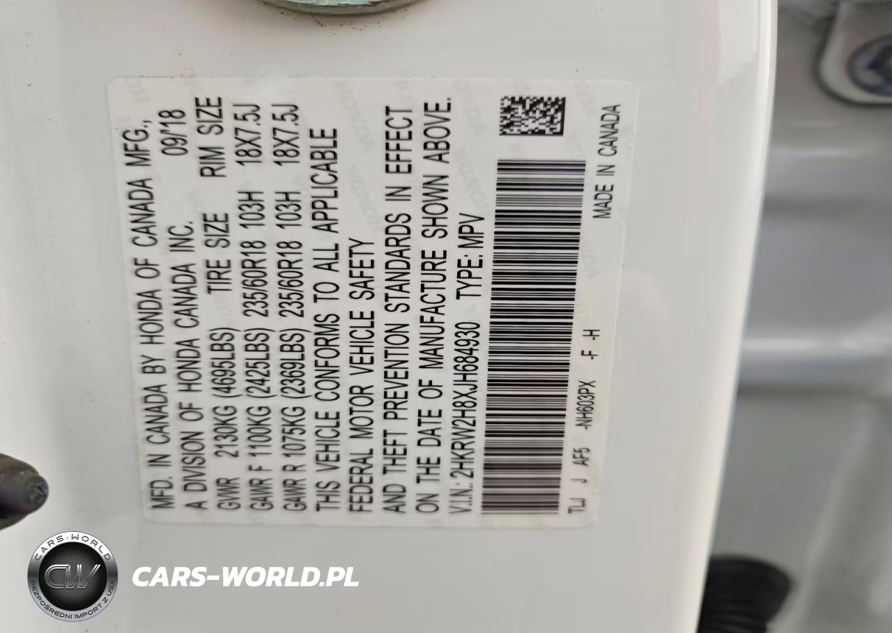 2018 Honda Cr-V Exl VIN:2HKRW2H8XJH684930 - 12