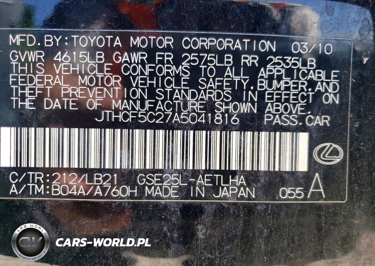 2010 Lexus Is 250 VIN:JTHCF5C27A5041816 - 12