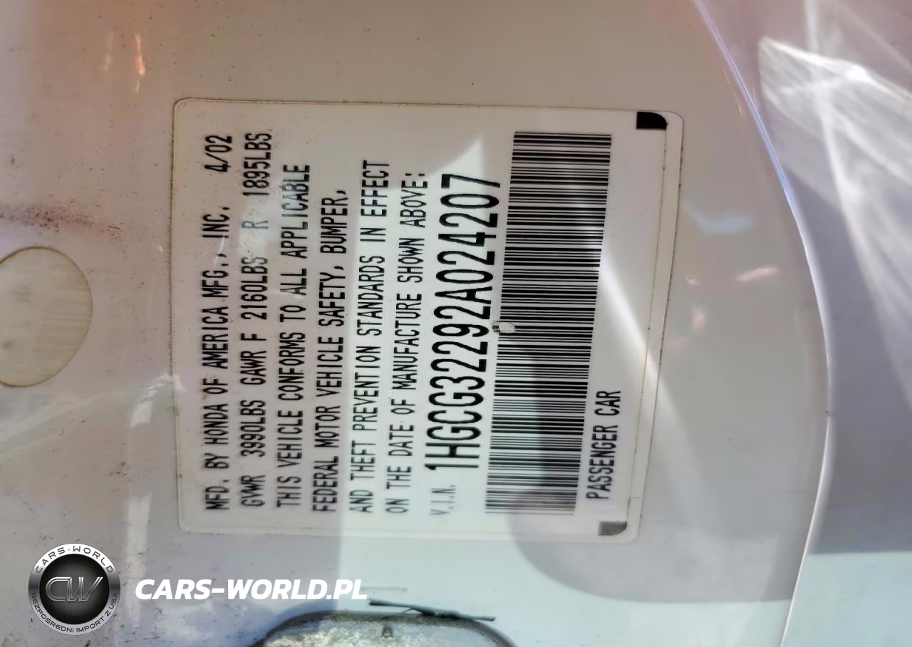 2002 Honda Accord Se VIN:1HGCG32292A024207 - 12