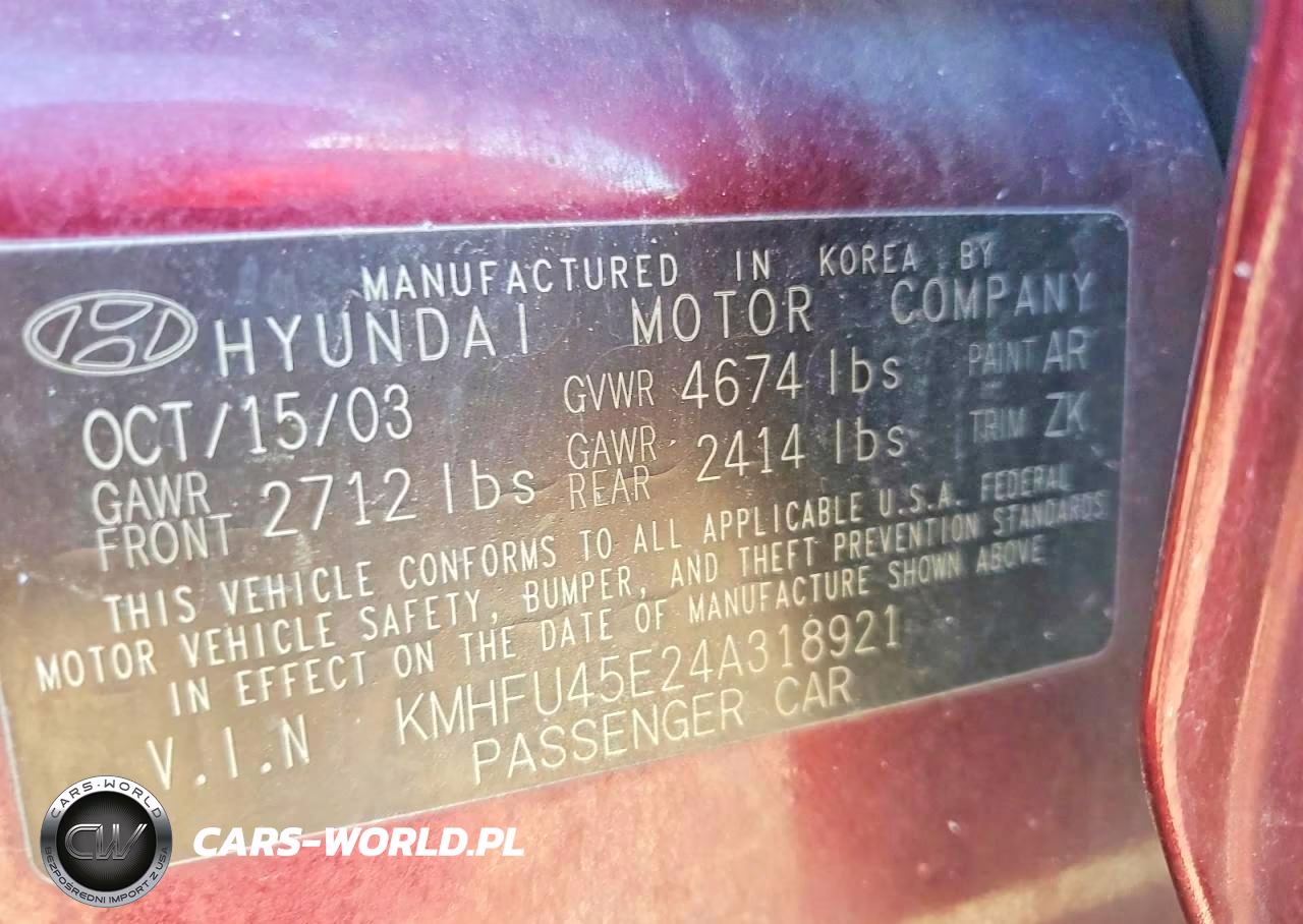 2004 Hyundai Xg 350 VIN:KMHFU45E24A318921 - 12