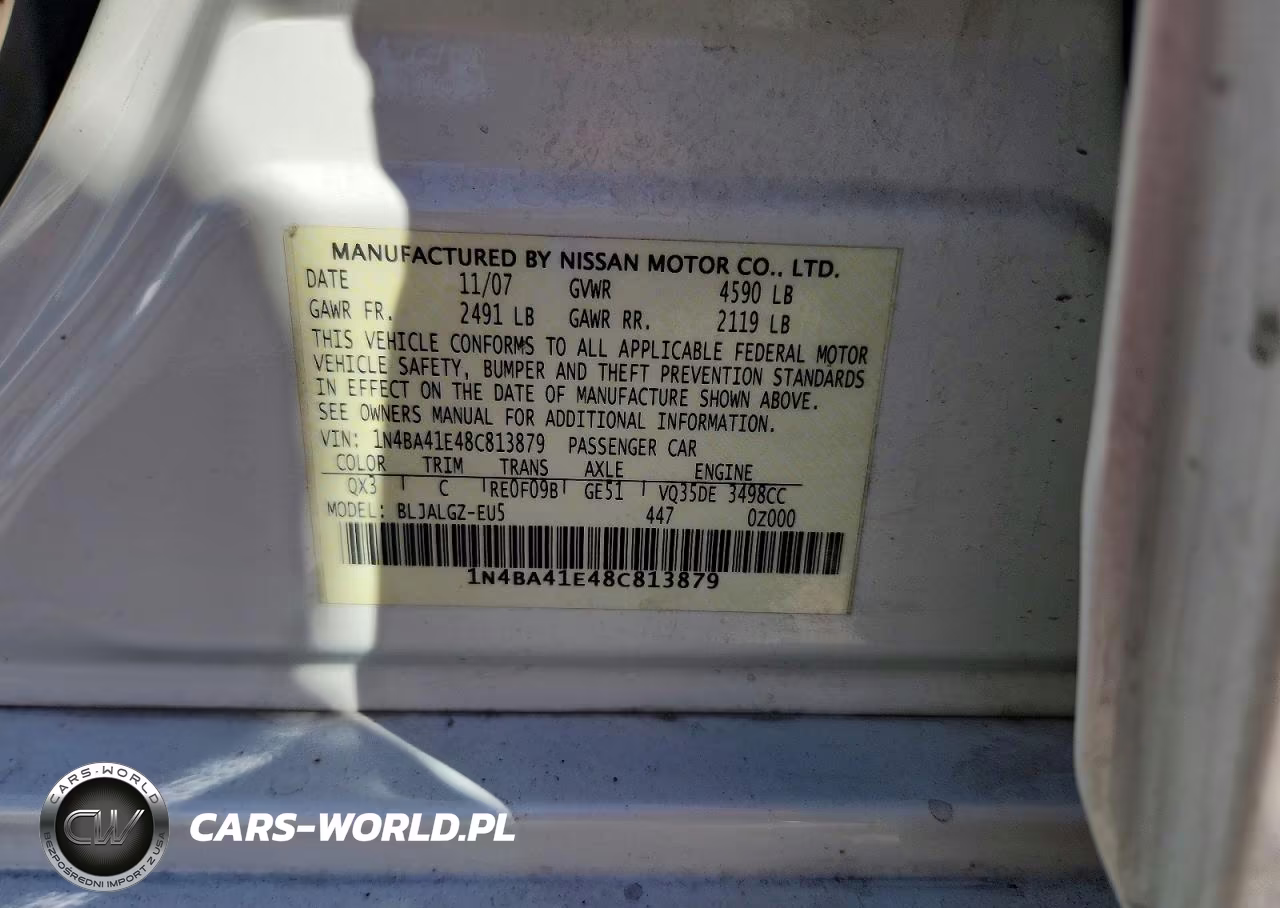 2008 Nissan Maxima 3.5 Se VIN:1N4BA41E48C813879 - 12