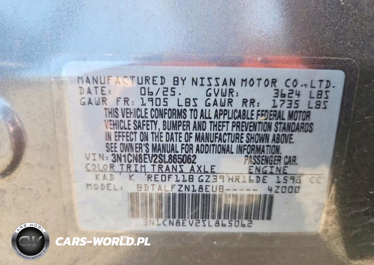2025 Nissan Versa Sv VIN:3N1CN8EV2SL865062 - 12