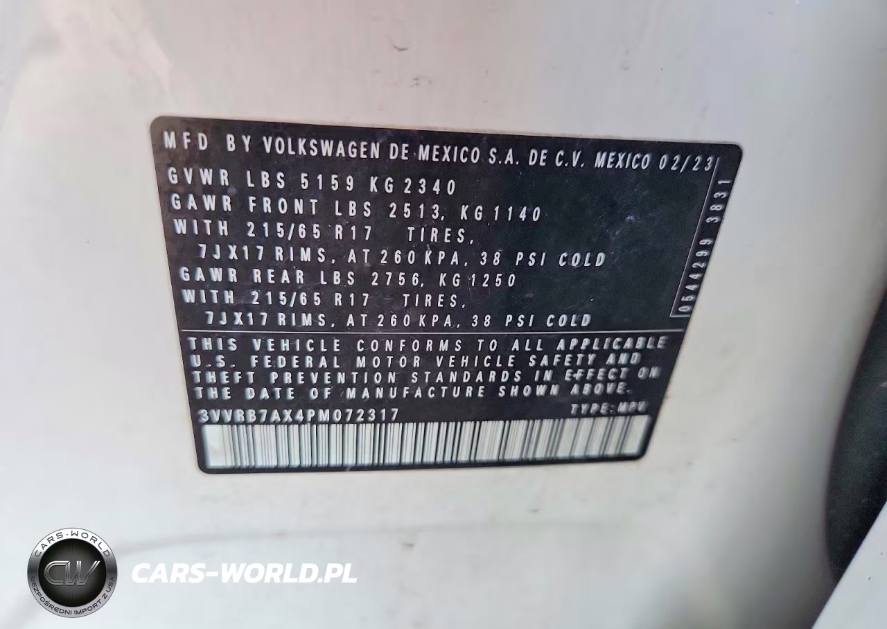 2023 Volkswagen Tiguan S VIN:3VVRB7AX4PM072317 - 13