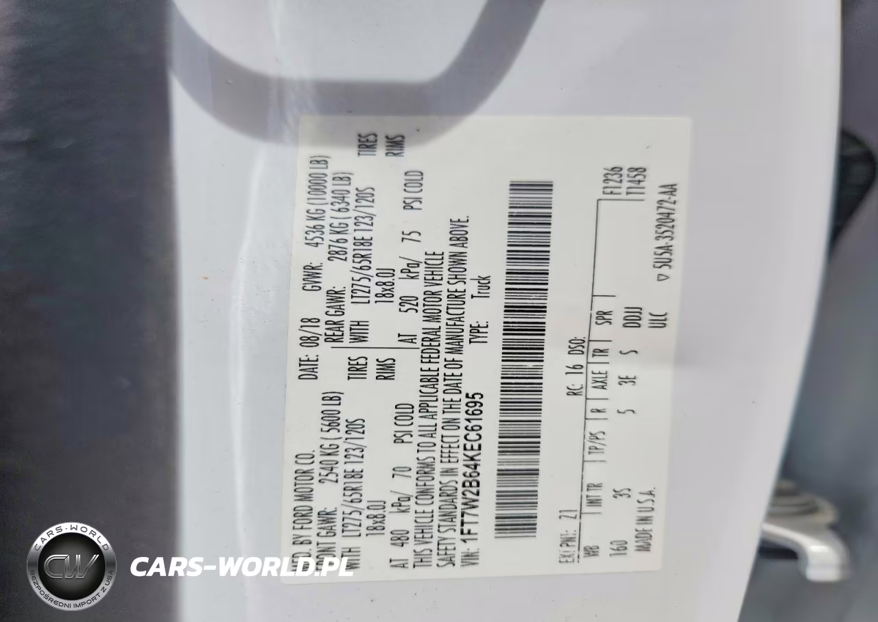 2019 Ford F250 Super Duty VIN:1FT7W2B64KEC61695 - 12