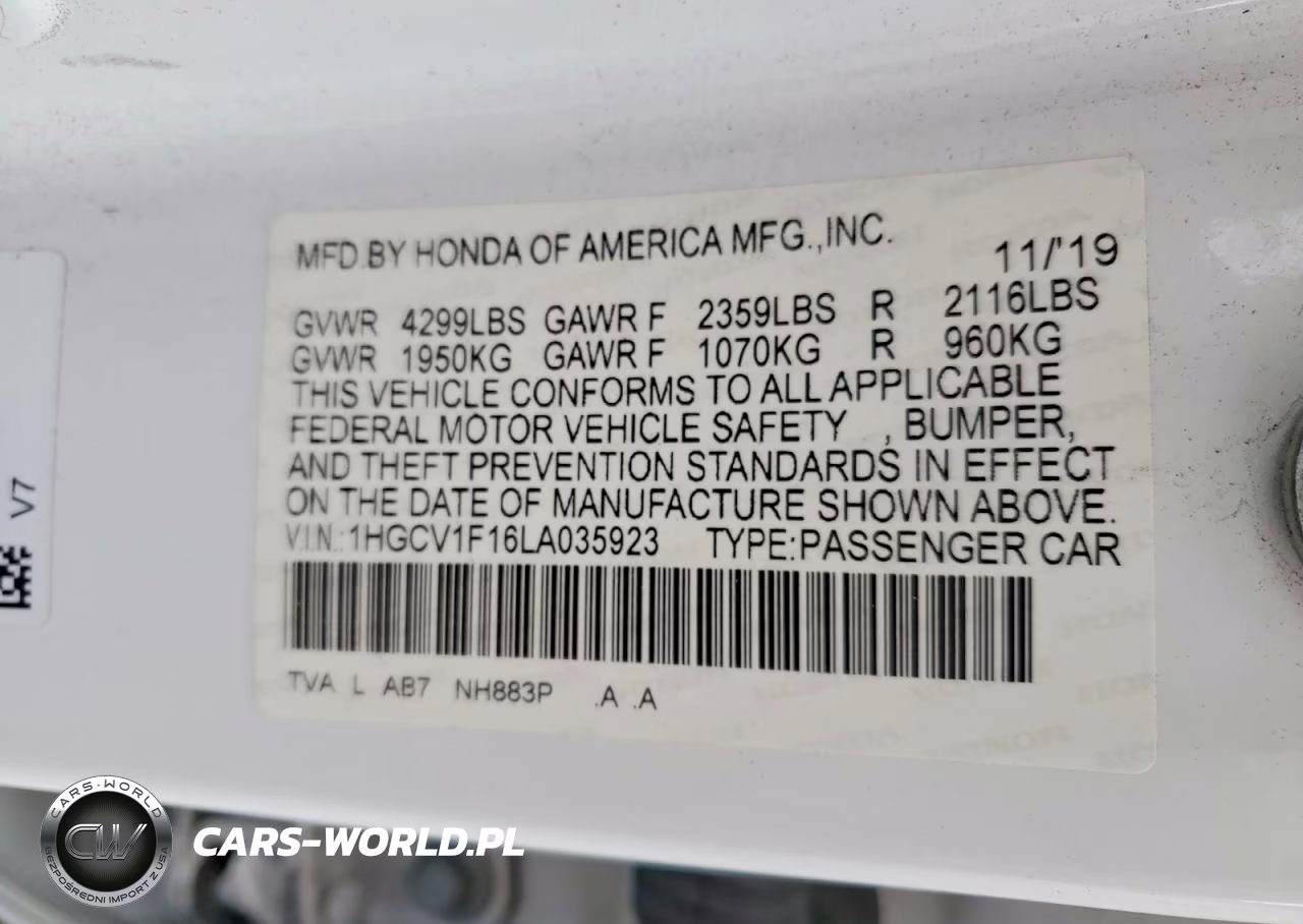 2020 Honda Accord Lx VIN:1HGCV1F16LA035923 - 12