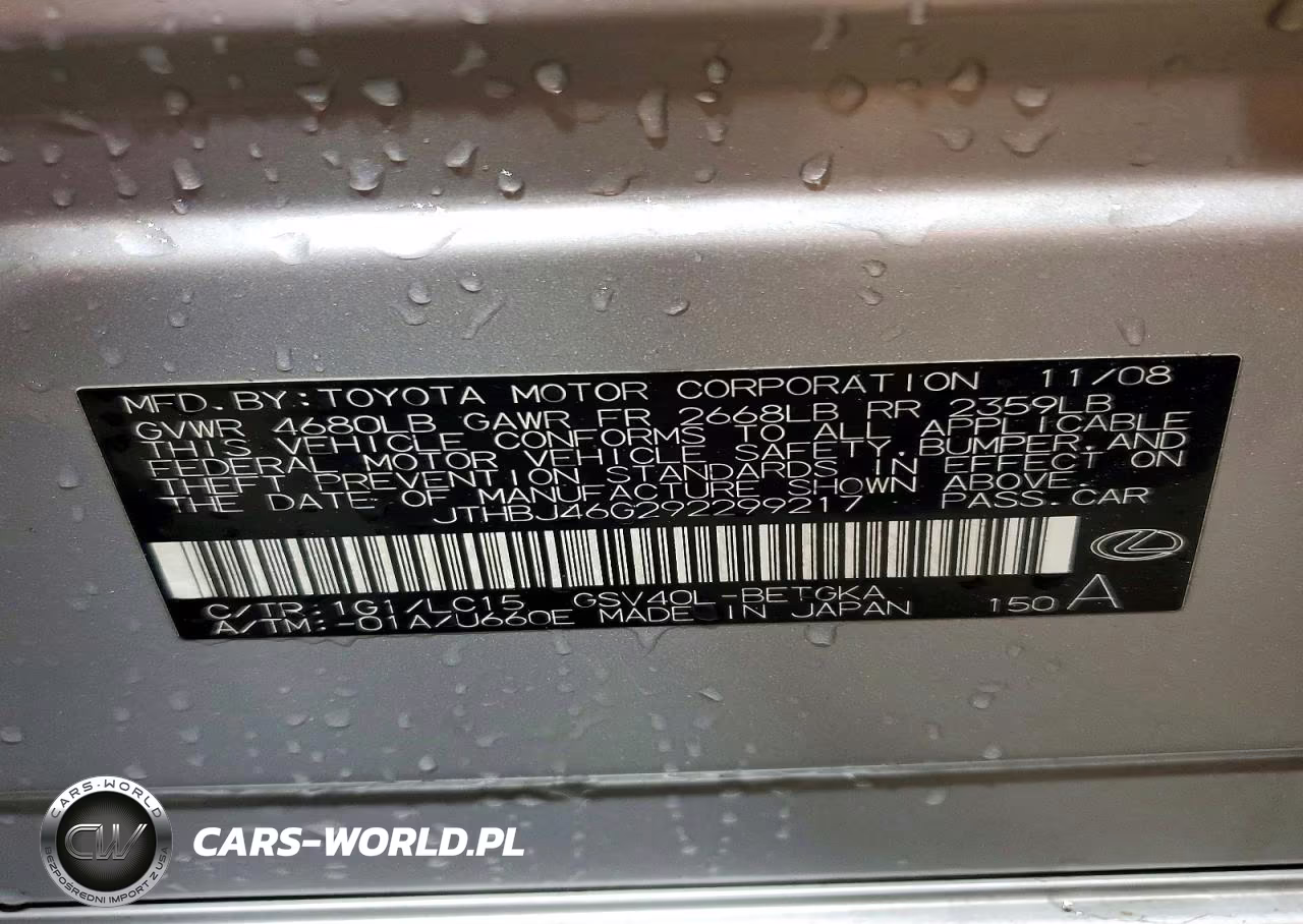 2009 Lexus Es 350 VIN:JTHBJ46G292299217 - 12