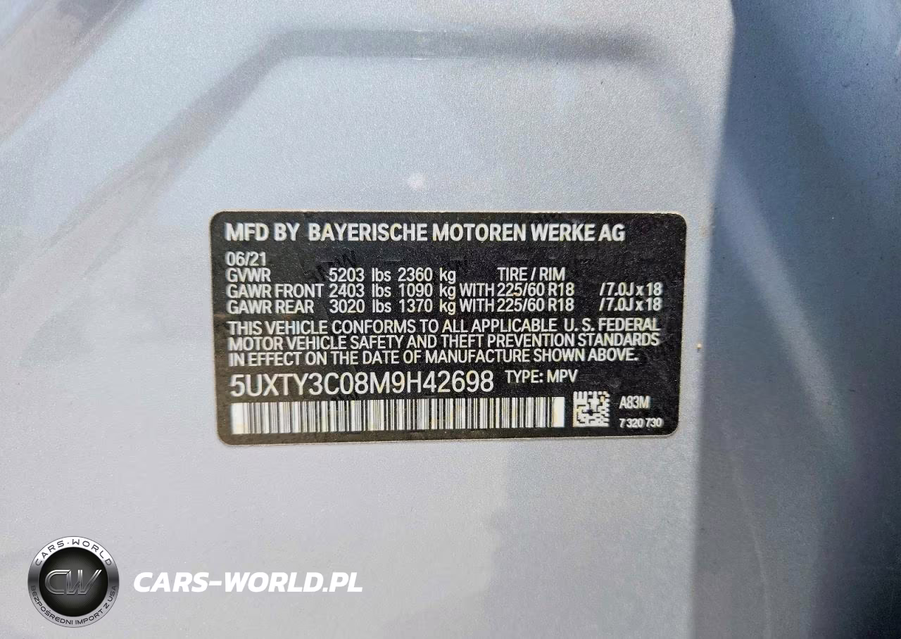 2021 BMW X3 Sdrive30I VIN:5UXTY3C08M9H42698 - 14