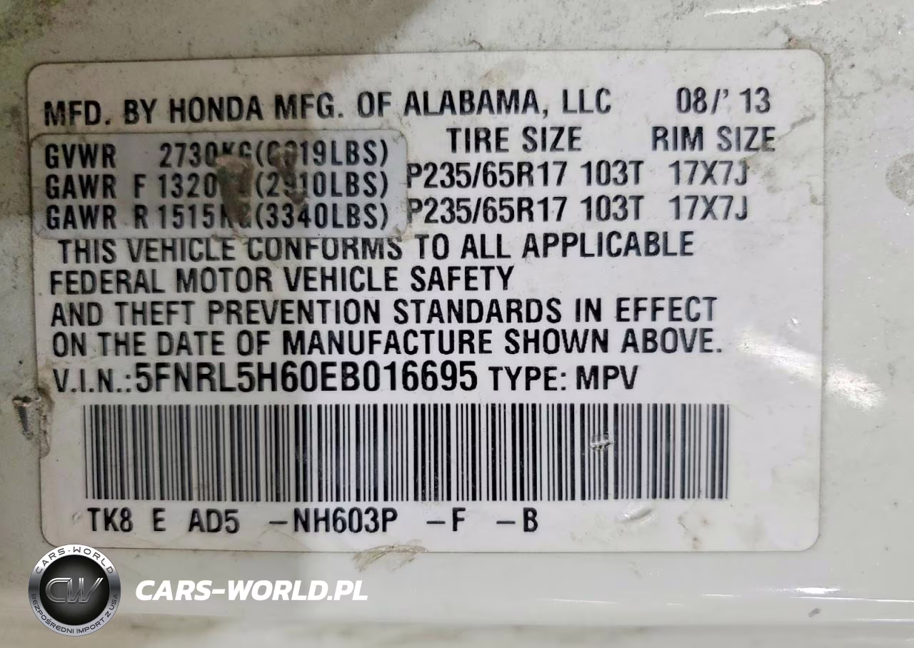2014 Honda Odyssey Exl VIN:5FNRL5H60EB016695 - 13