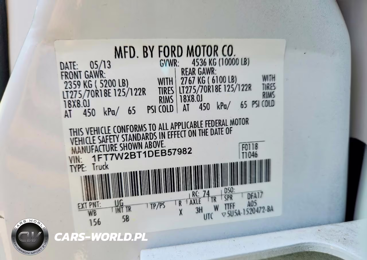 2013 Ford F250 Super Duty VIN:1FT7W2BT1DEB57982 - 12