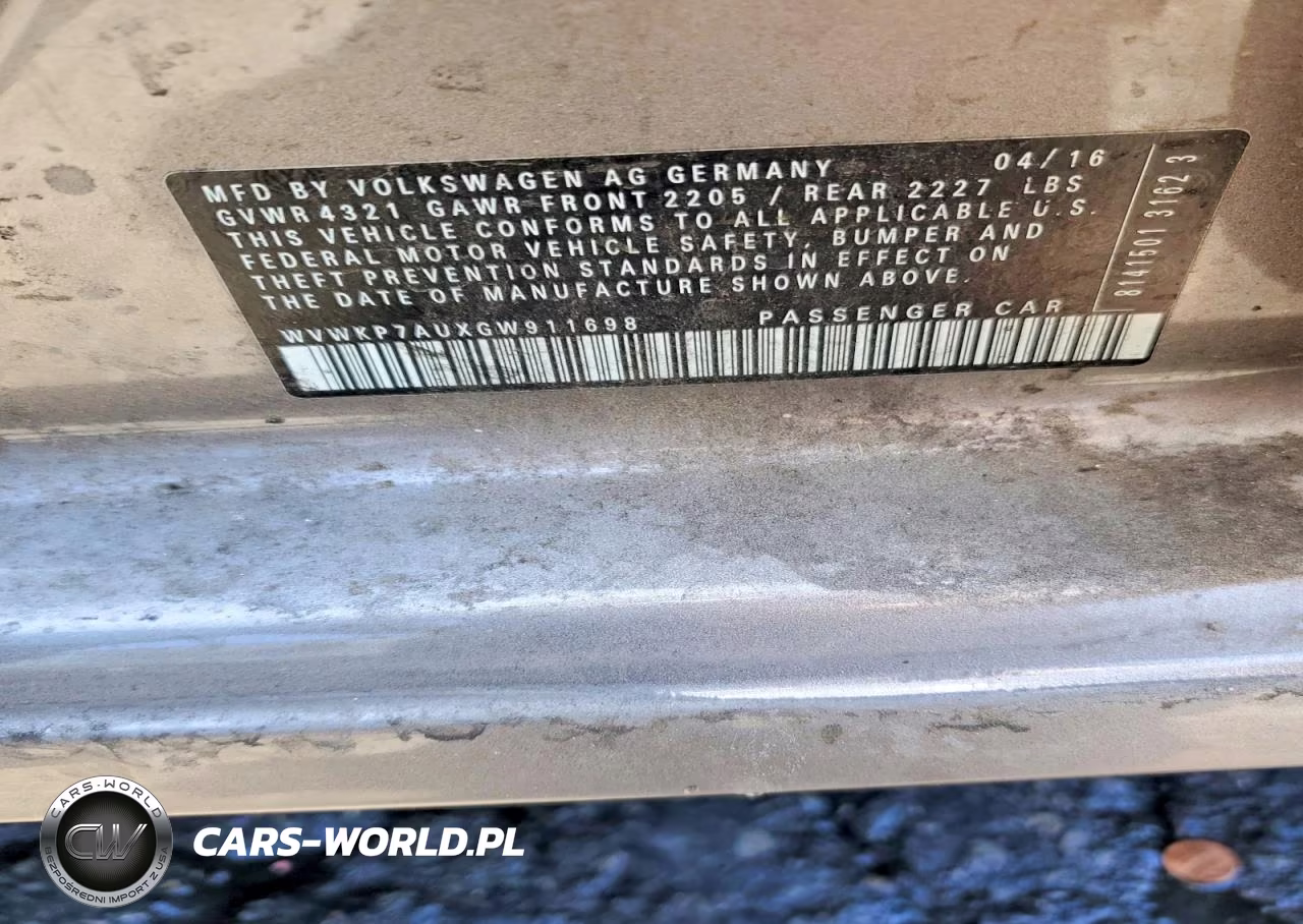 2016 Volkswagen E-Golf Se VIN:WVWKP7AUXGW911698 - 12