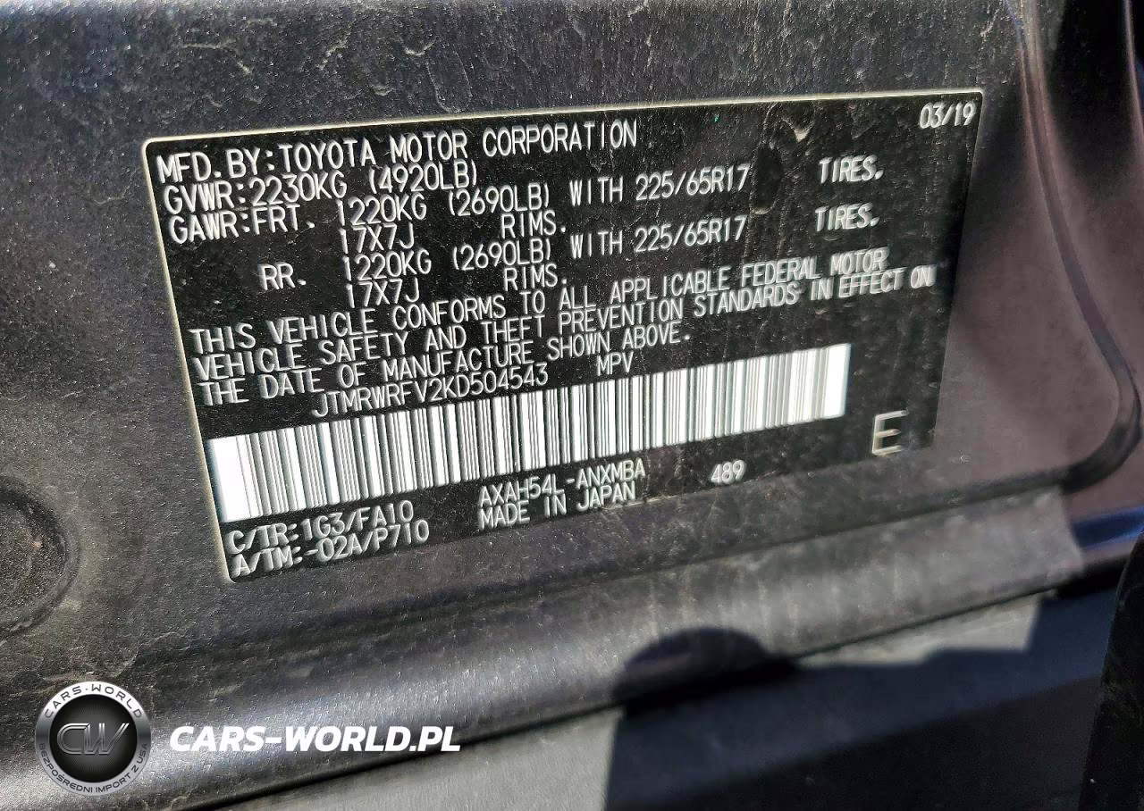 2019 Toyota Rav4 Hybrid Xle VIN:JTMRWRFV2KD504543 - 14