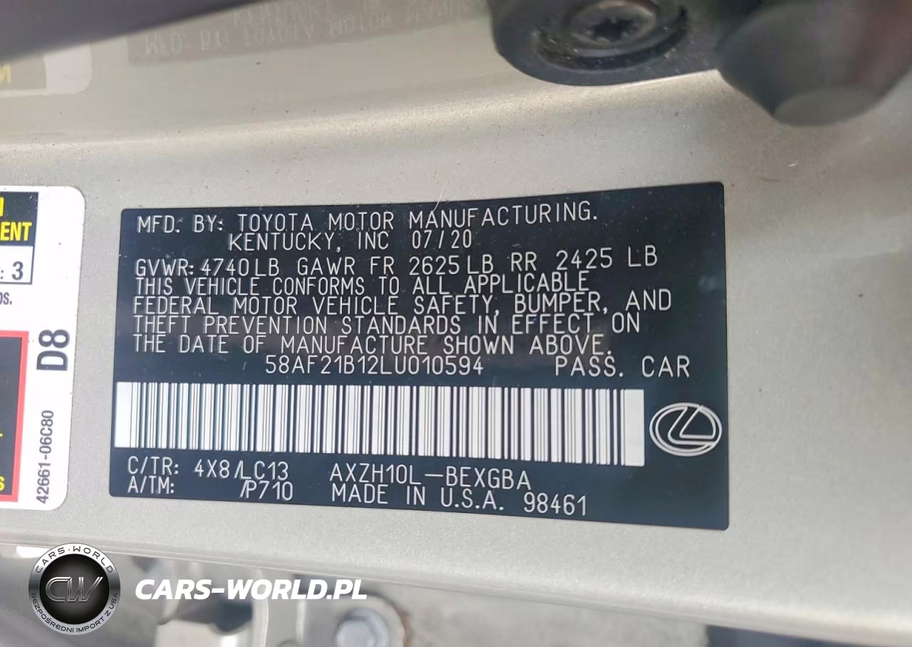 2020 Lexus Es 300H Ultra Luxury VIN:58AF21B12LU010594 - 12