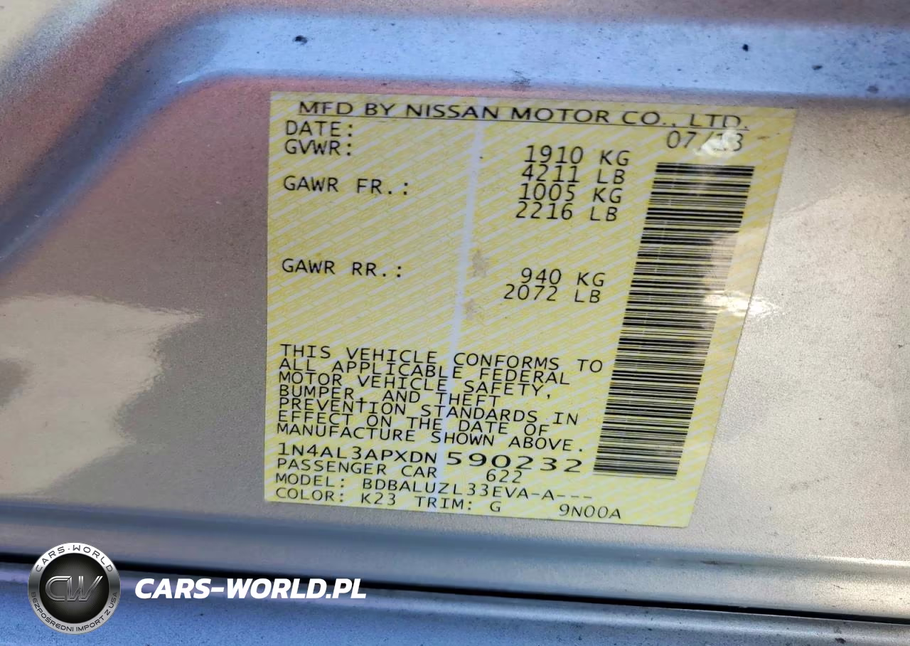 2013 Nissan Altima 2.5 VIN:1N4AL3APXDN590232 - 13