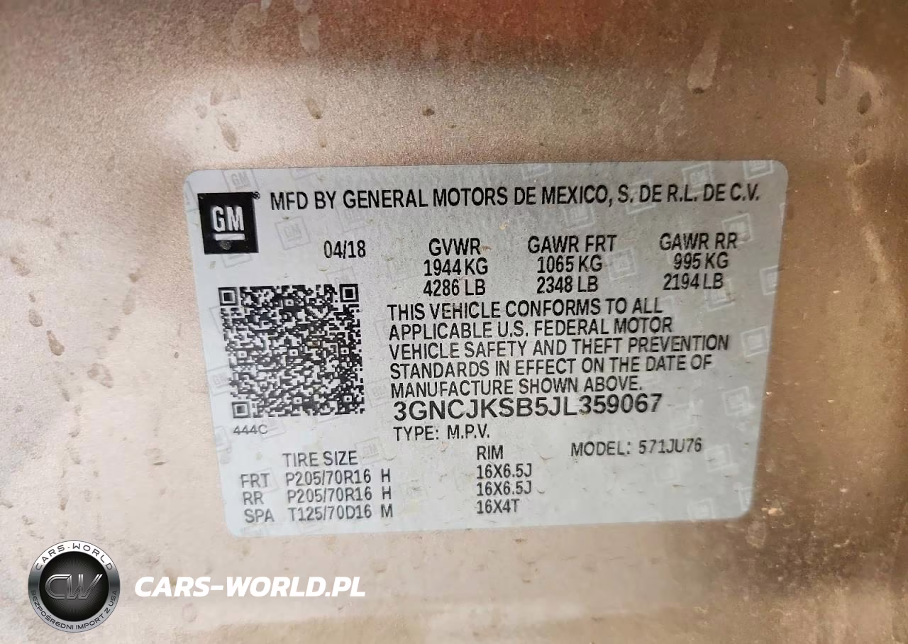 2018 Chevrolet Trax Ls VIN:3GNCJKSB5JL359067 - 13