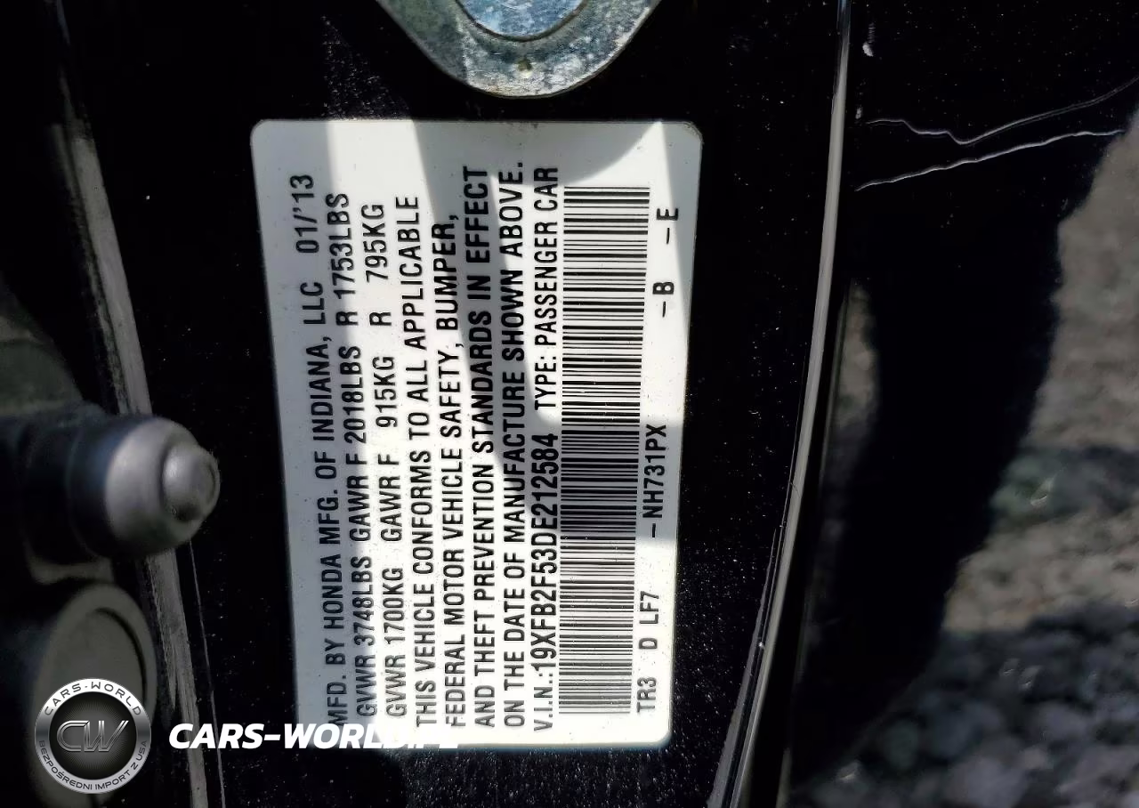 2013 Honda Civic Lx VIN:19XFB2F53DE212584 - 13