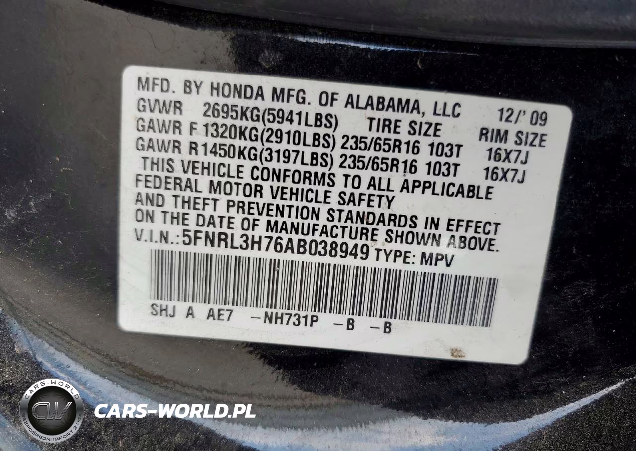 2010 Honda Odyssey Exl VIN:5FNRL3H76AB038949 - 14